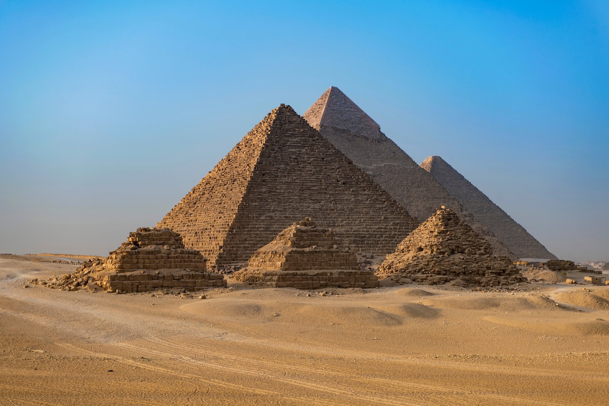 The Great Pyramids of Giza at sunset